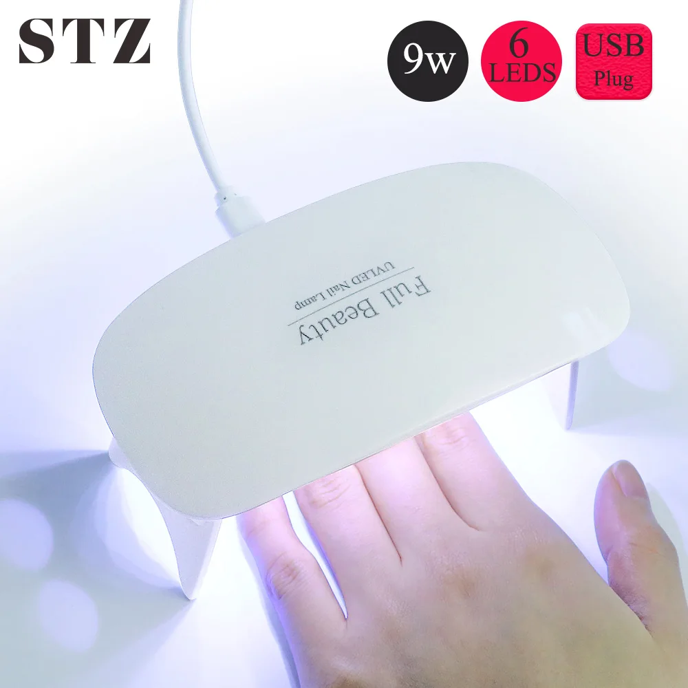 STZ 9W микро УФ светодиодный Сушилка для ногтей с USB зарядкой портативный 6 s лампа