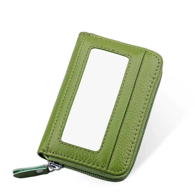 Rfid кошелек для кредитных карт из натуральной кожи Id держатель для карт кошелек визитница сумочка - Цвет: KB08green