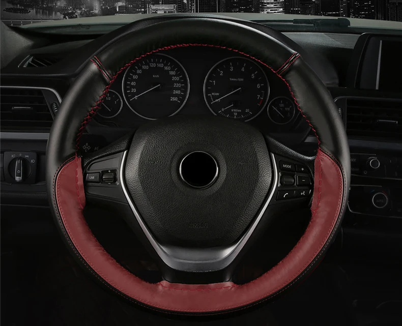 Чехол рулевого колеса автомобиля подходит для Ford Ka Fiesta Focus Mondeo EcoSport Kuga C-MAX Mazda Demio Mazda 2 Axela Mazda 3 CX-3 CX-5 и т. Д