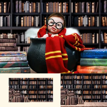 

Retro Bookshelf-Newborn Kids Magic Photography Backdrop Vintage Book Background Children Art Photo Studio Backdrop