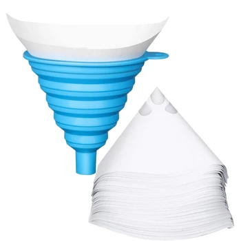 

201 Pack of Paint Strainers with 150 μM Filter Tips and 1 Pack Silicone Funnel, Filter Tip Cone Shaped Nylon Mesh Funnel