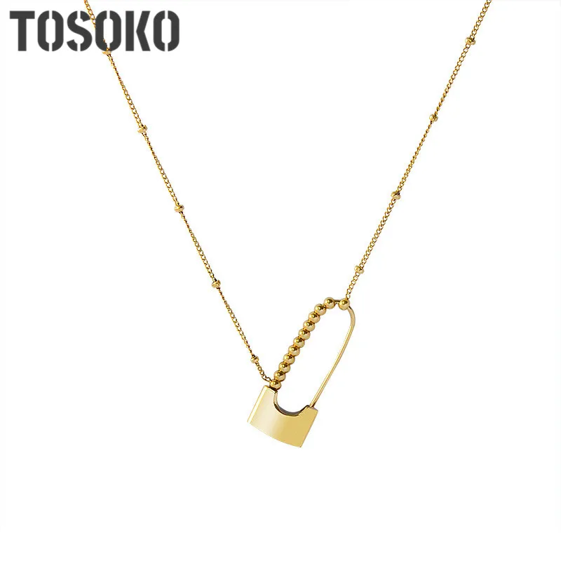 TOSOKO ювелирные изделия из нержавеющей стали Складная булавка металлический замок