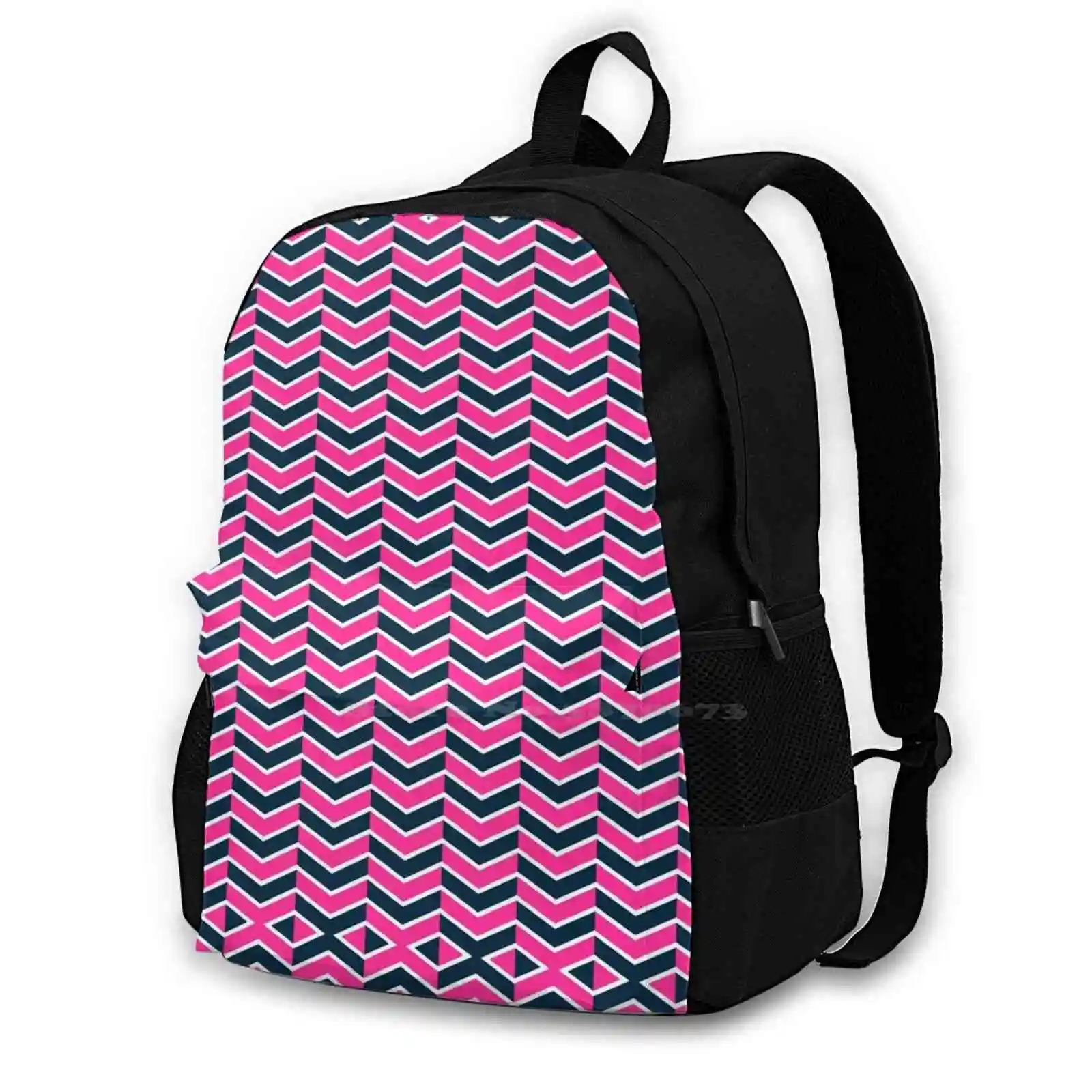 Hot Pink Navy Blue E White Arrow Pattern Fashion Bags Zaini Navy Blue Pink White Arrow Zig Zag Wavy