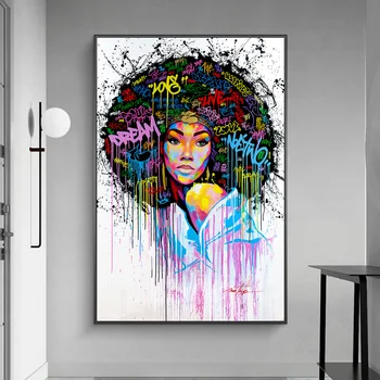 

Black Woman Graffiti Art Canvas Paintings On the Wall Art Posters And Prints Street Art Inspiration Art Pictures Home Decoration