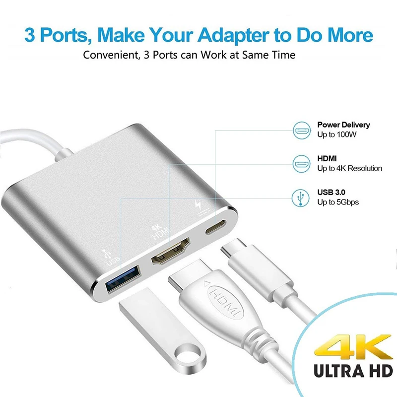 Baolyda USB C док-станция USBC HDMI концентратор Thunderbolt 3 USB 3,1 type c к HDMI VGA 4K адаптер для Mac book matebook Chromebook samsung