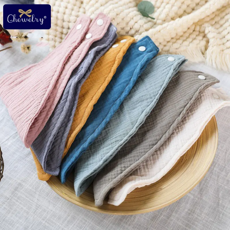 Let's Make Baby Bib Cotton Accessories Newborn Wholesale 1pc Solid Color Snap Button Soft Triangle Towel Baby Feeding Drool Bibs