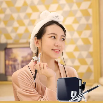 

Airbrush Makeup Kit with Compressor Pro 0.3mm Aerograph Face Skin Replenishment Tool Skin Care Tools EU/US/UK/AU Plug Standard