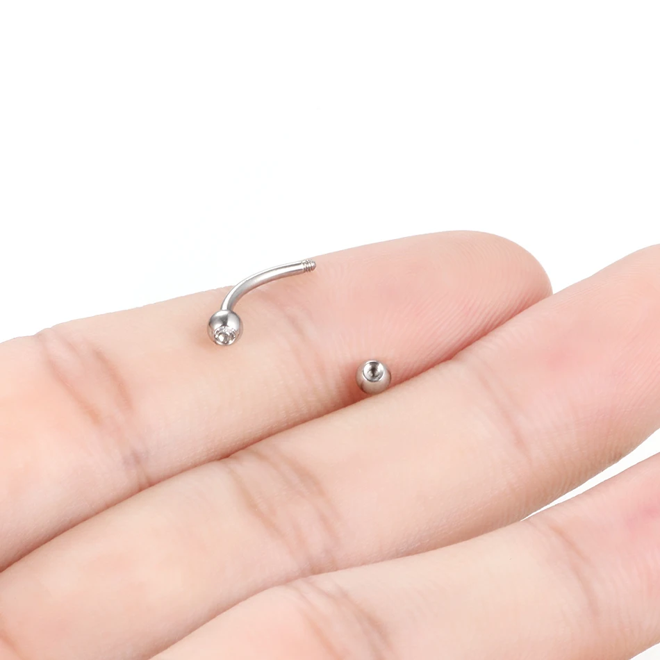 Stainless Steel Crystal Eyebrow Piercing Curved Barbell Banana Earring Lip Nipple Belly Button Pircing Daith Helix Jewelry 1PC,piercing jewelry,body piercing earrings,ear piercing jewelry,metal jewelry,belly button earrings,belly button piercings,body piercing jewelry,body jewelry