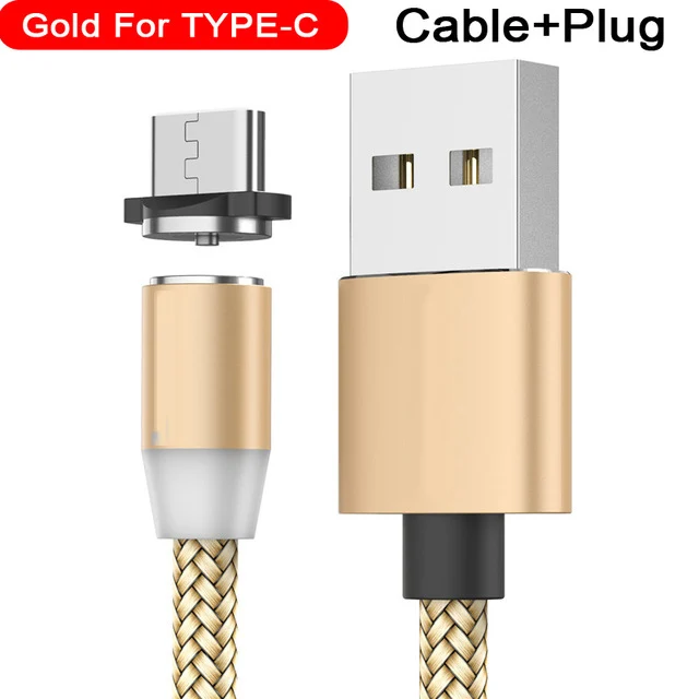 For Type C Gold Магнитный usb-кабель для быстрой зарядки USB type C кабель магнитное зарядное устройство для зарядки данных Micro usb кабель мобильного телефона кабель USB шнур - Цвет: For Type C Gold