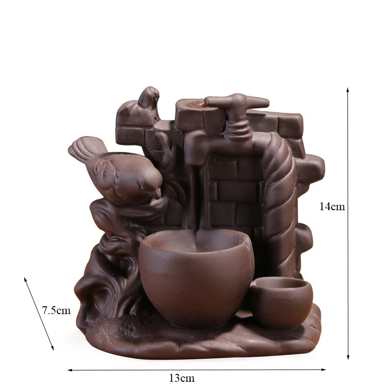 Курильница из фиолетовой глины с водопроводным дымом обратным потоком