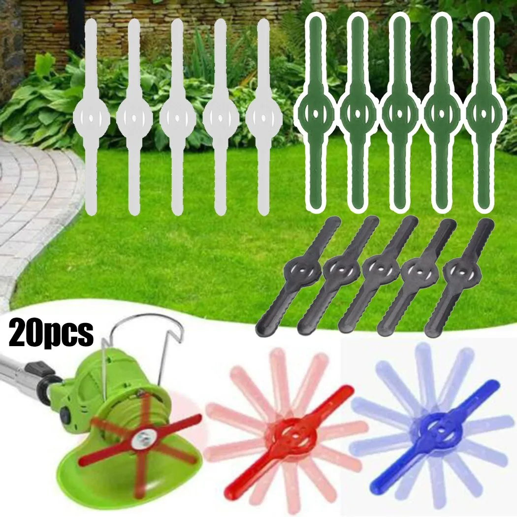 Grass Trimmer Strimmer Trimmer Parts Grass Trimmer Accessory Trimming Blade 20PCS Plastic Cutter Blades For Electric Cordless Grass Trimmer Strimmer Tools Replacement For Cutting Head Blade Of Lawn Mower