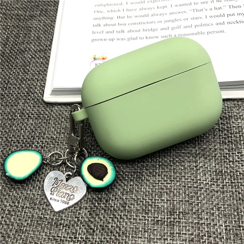 

For Airpods 3 Protective Cover with Key Ring for Apple AirPods Pro Case Cover Cute Green Fruit Avocado Bluetooth Earphone Case
