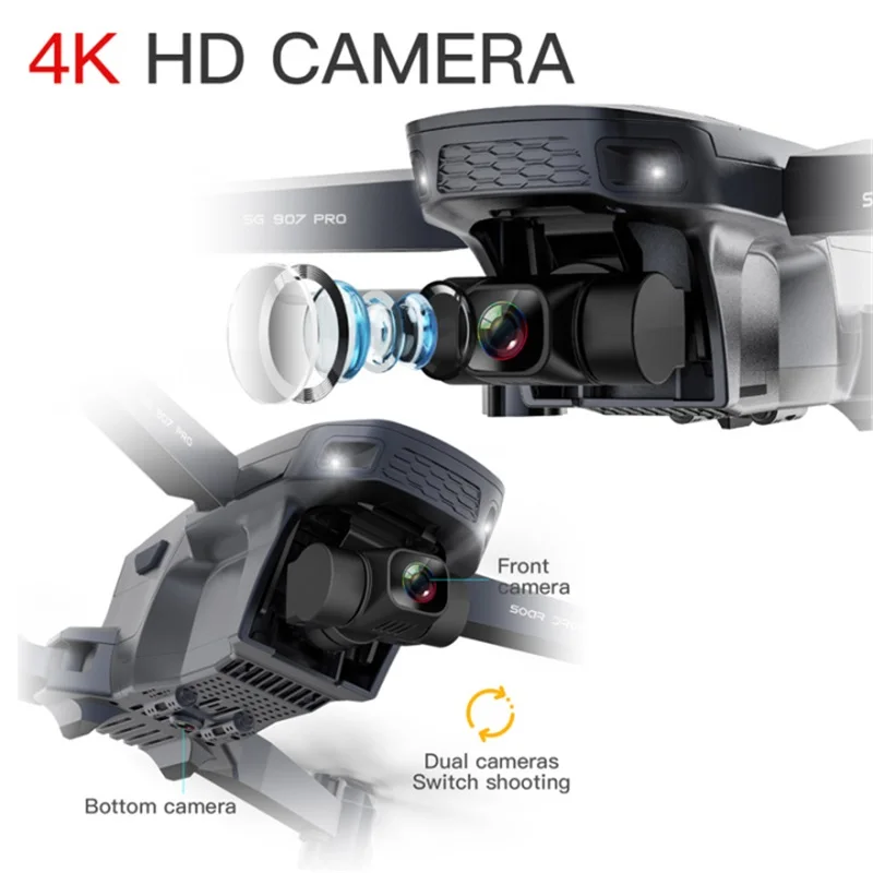 US $104.99 Gps Rc Helicopter Smart Follow Sg907 Pro TwoAxis Wide Angle Gimbal 5g Wifi 4k Hd Professional Camera Drone Folding Quadcopter