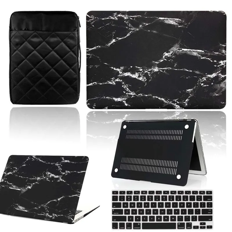 KK&LL Apple macbook Air Pro retina 11 12 13 15 и Air13/Pro 13 15-Touch Bar Жесткий Чехол для ноутбука+ сумка на рукав+ чехол для клавиатуры - Цвет: black marble