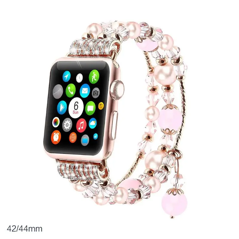 Агатовые полосы для Apple Watch ремешок для женщин модный браслет на запястье для iWatch 38/40/42/44 мм Ювелирные изделия для часов - Цвет ремешка: BGD