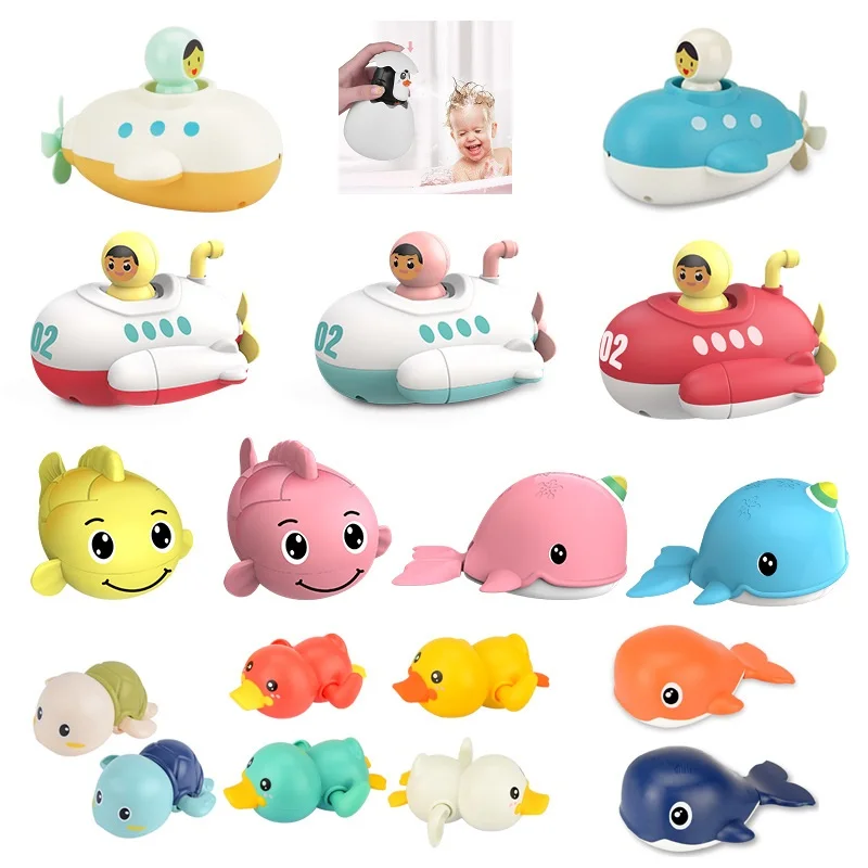 

Baby Bath Clockwork Toys Infant Play Water Little Yellow Duck Turtle penguin Bathing Bathtub Swimming Bathroom ShowerToy For Kid