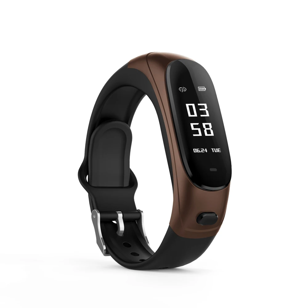 Кофе 696 V08 умный браслет 2 в 1 портативный Bluetooth наушник артериального давления - Цвет: Кофе
