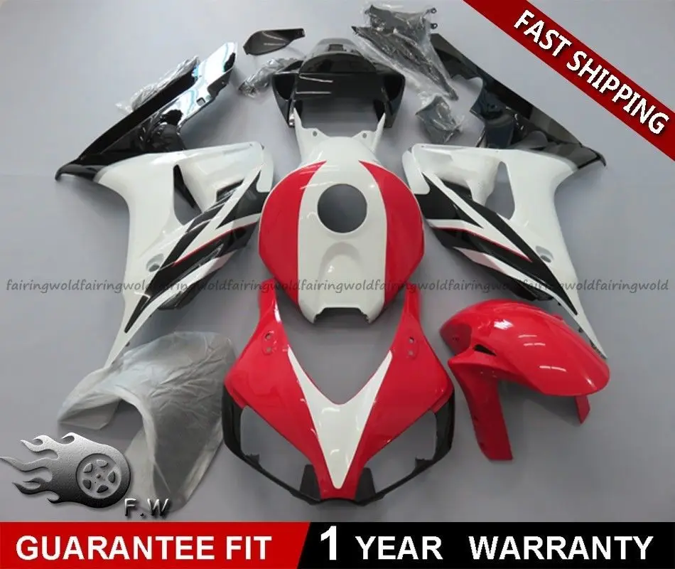 Red White Black ZXMT полный обтекатель с комплектом кузова Подходит для Honda CBR1000RR 2006 2007 ABS литья под давлением многоцветный синий желтый красный белый черный - Цвет: Red White Black