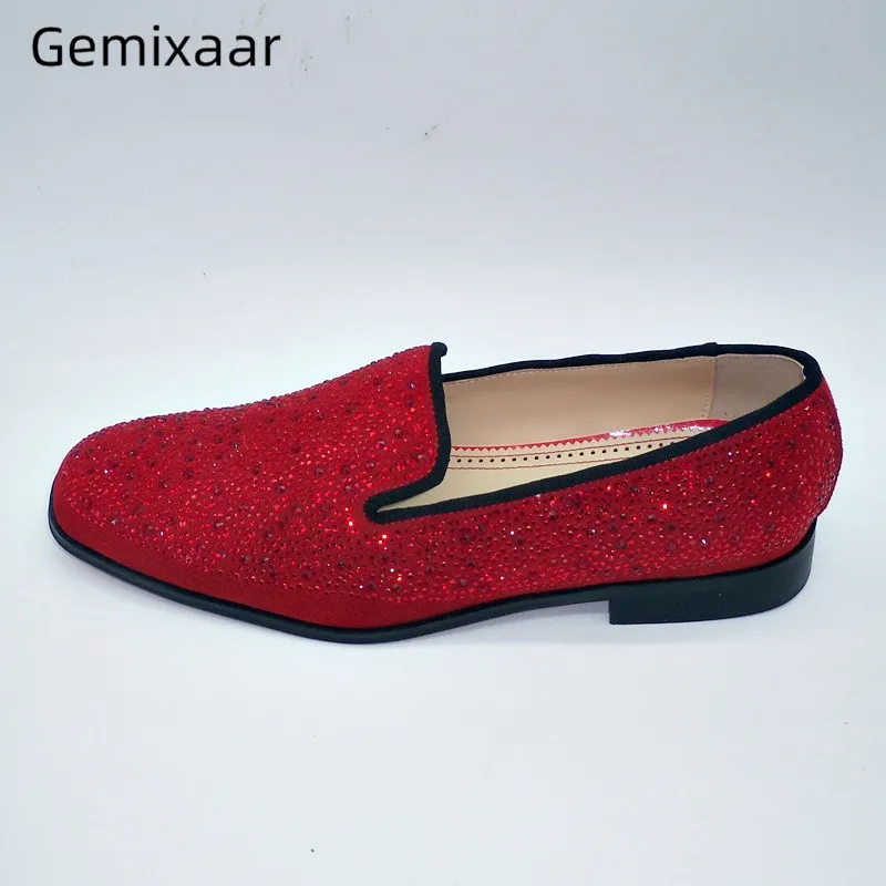 

Luxury Crystal Men Shoes Round Toe Slip On Party Shoes Male Thick Bottom Men Loafers Multy Bling Colors New Coming Man Shoes