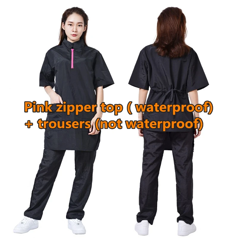 Macacão de Manga Banho à Prova Roupas de Trabalho Salão de Beleza Macacão de Cabelo Grooming Longa Shop Cachorro Gato Dwaterproof Água Antiestático Esteticista G0921 Pet 13 Tampas, , folhas e invólucros