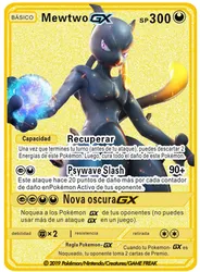 Carte or Pokemon GX VMAX pour enfants, nouvelle Version espagnole brillante Charizard Pikachu de Collection en métal, carte à collectionner, jouets cadeaux pour enfants 