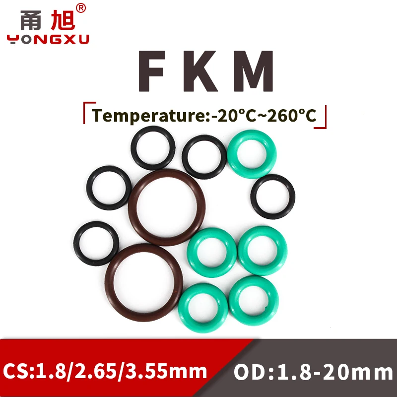 FKM O Ring Seal Gasket Thickness CS1.8/2.65/3.55mm ID1.820mm FPM Oil
