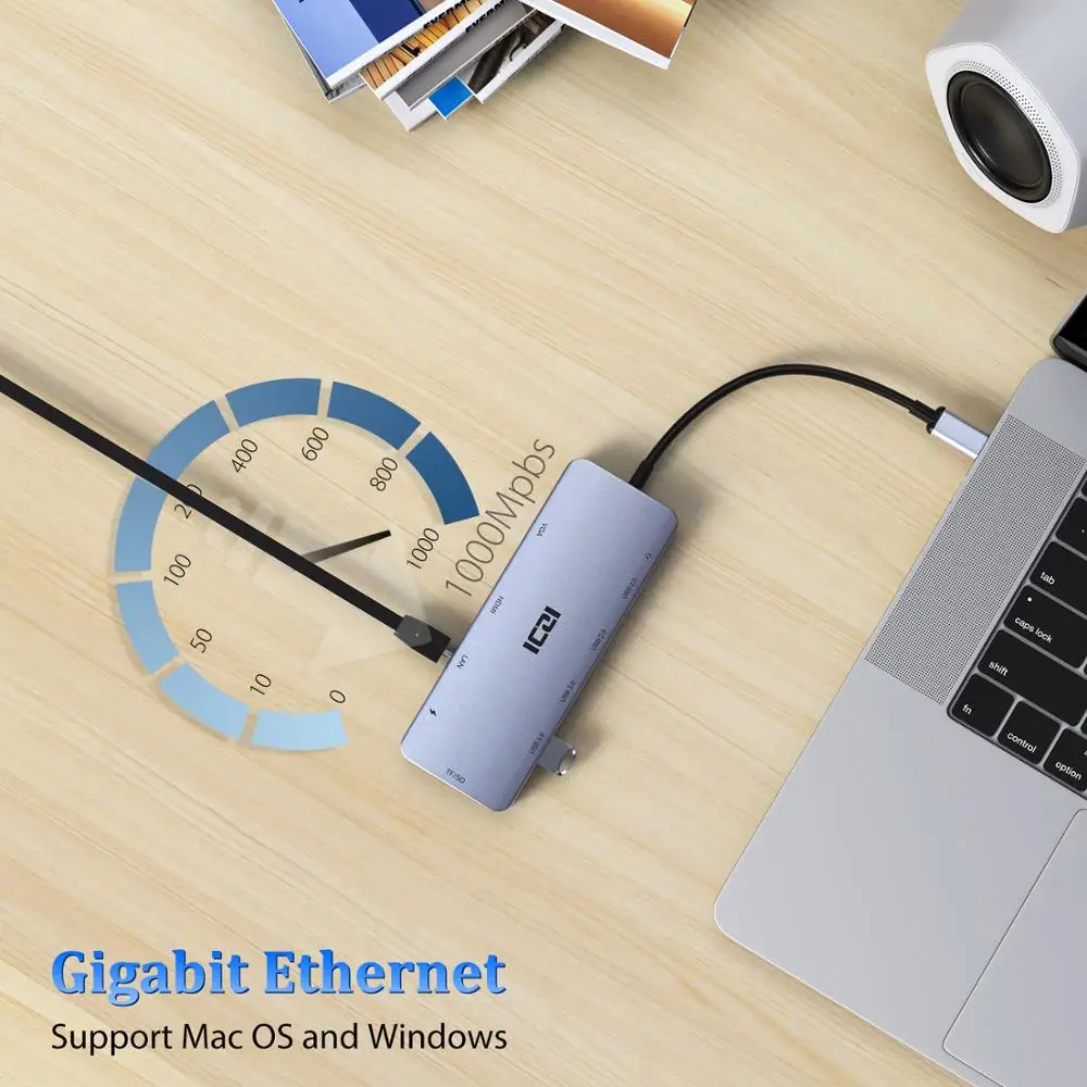 ICZI USB C концентратор типа к HDMI VGA SD TF кардридер 3 0 конвертер для Macbook Pro Pixelbook