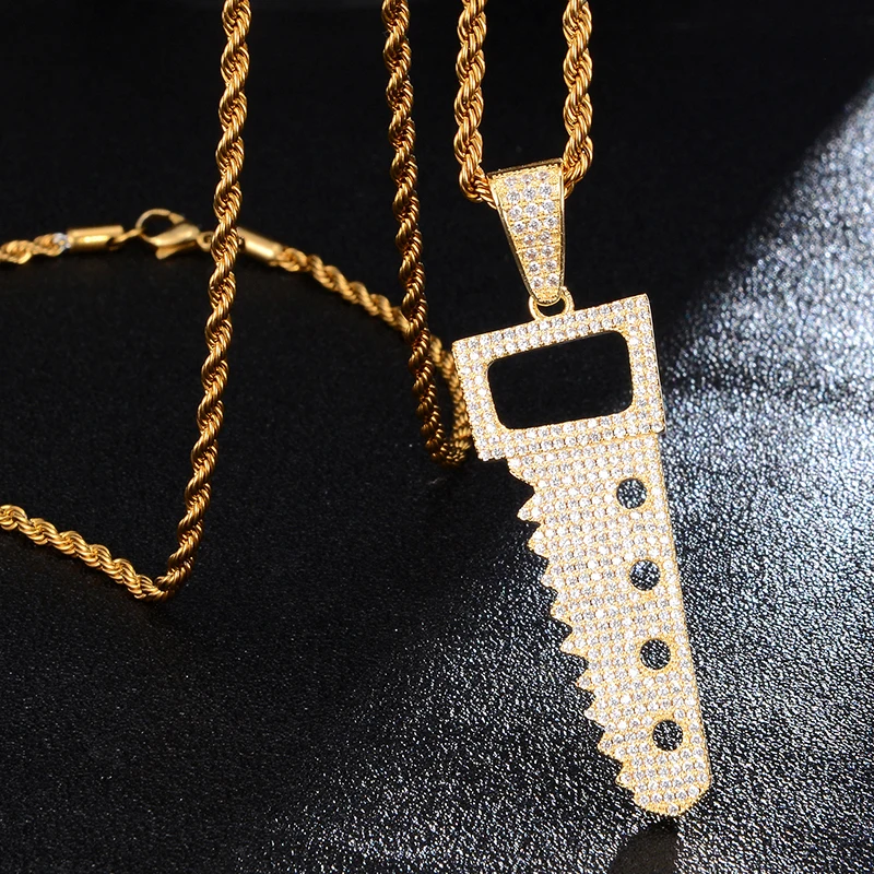 Colgante De Hiphop De Circón Con Micro Pavé Para Hombre Y Mujer, Collar