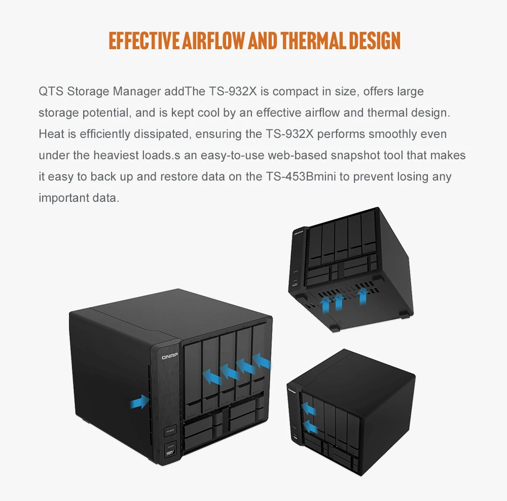 QNAP TS-932X 2G память 9-bay бесдисковый nas, nas сервер nfs Сетевое хранилище Облачное хранилище, 2 года гарантии