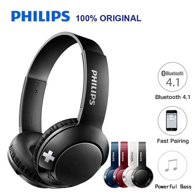 Оригинальные Наушники Philips SHB3075, беспроводная гарнитура с регулятором громкости, с Bluetooth, 4,1 полимер, для Xiaomi, samsung, huawei