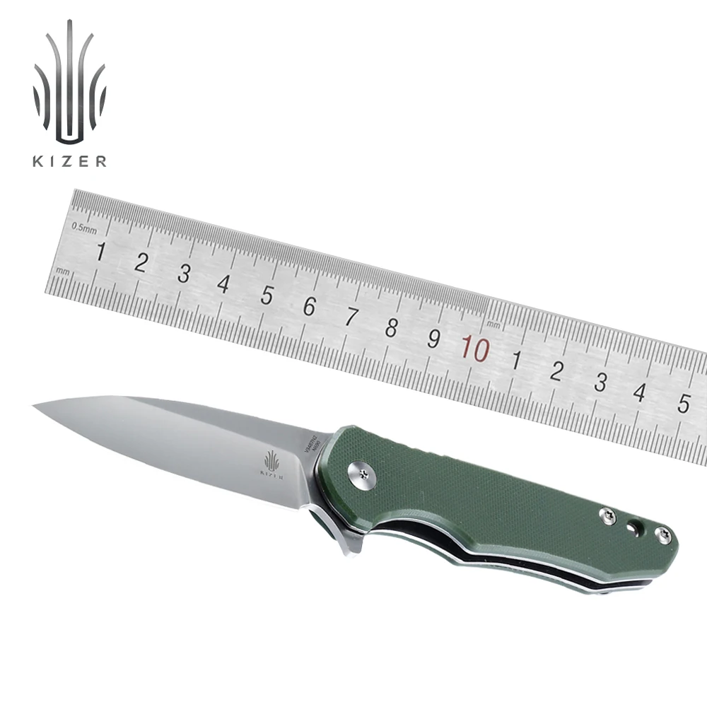 

Kizer folding blade knife Barbosa V3487N2 tactical knife green handle essencial edc tools