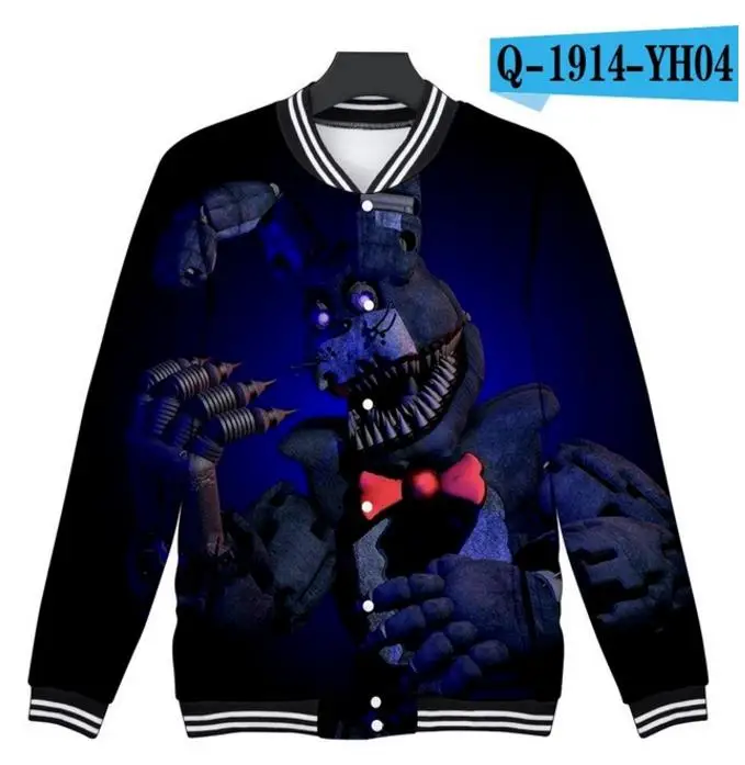 Повседневная детская верхняя куртка, одежда Five Nights at Freddy, модная бейсбольная куртка с 3D рисунком, Осенняя популярная куртка для мальчиков и девочек