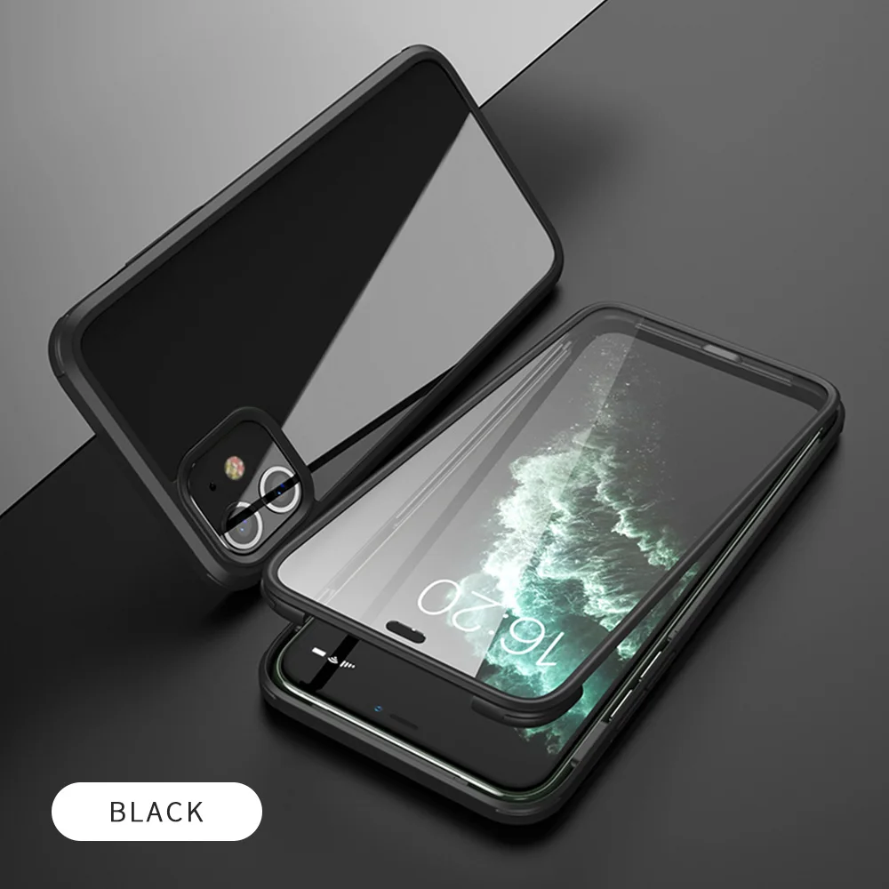 Металлический магнитный адсорбционный чехол для iPhone 11 Pro XS Max X XR, двусторонний стеклянный Магнитный чехол на заднюю панель для iPhone 7 8 6 6s Plus, чехол