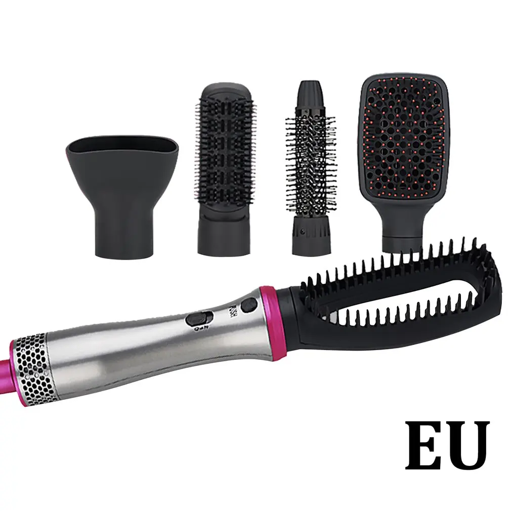 

5-In-1 Multi-Function Hot Air Comb Inner Button Fluffy Wave Curler Roll Hair Straightener Dual-Use Straight Hair Comb