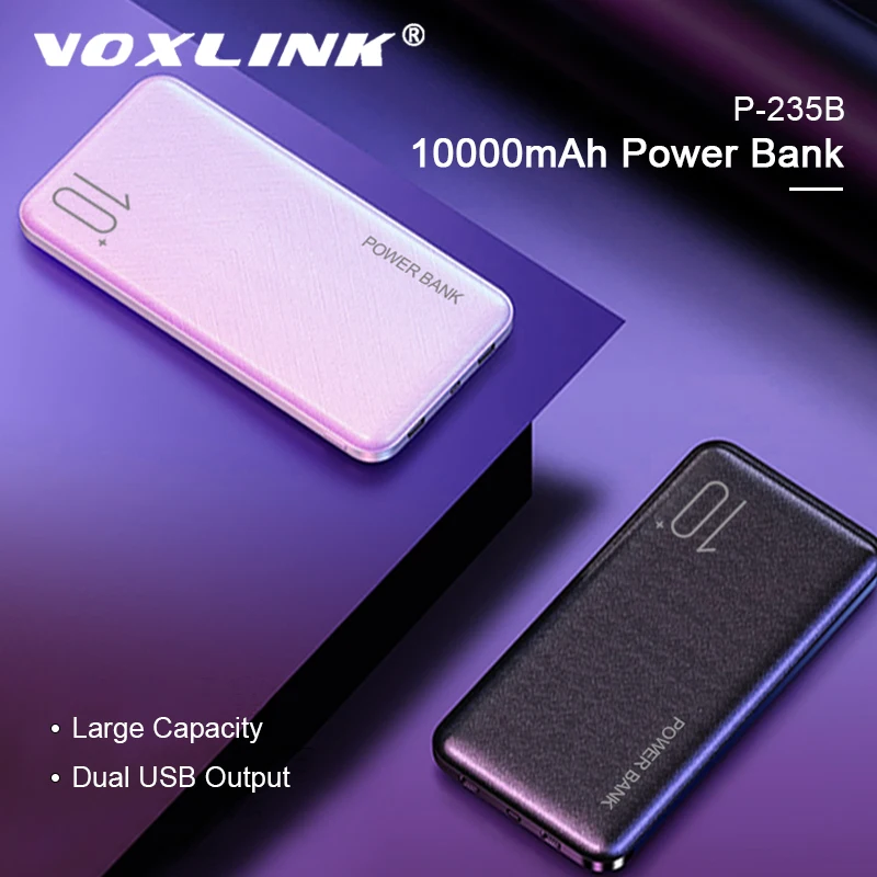 

VOXLINK 10000mAh external battery Dual USB output fast charger Light and portable For iPhone x ipad Sumsung s9 Xiaomi mi8 Huawei
