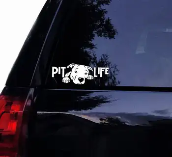 Black/Silver Pitbull Pit Life Pitty Vinyl Decal Rearview Mirror Decal Car Window Bumper Cute Waterproof Hot Selling S683