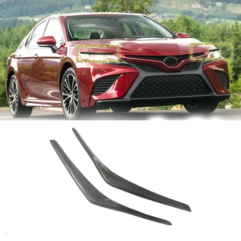

2Pcs Carbon Fiber Front Headlights Eyebrow Eyelid Sticker Cover Trim for Toyota Camry 2018-2019