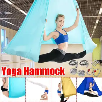 

1Set 5X2.8m Fitness Yoga Stretch Belts Anti-Gravity Aerial Yoga Sling Swing Inversion Hammock for Platis Core Strength Exercise