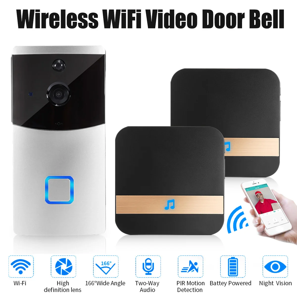 M2 смарт WiFi видео дверной звонок камера визуальный домофон с колокольчиком ночного видения IP дверной звонок беспроводная домашняя камера безопасности