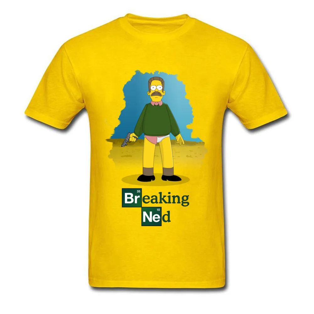 Breaking Ned 100% Cotton T Shirt for Men Casual Top T-shirts Cool Hot Sale Round Collar Sweatshirts Short Sleeve Breaking Ned yellow