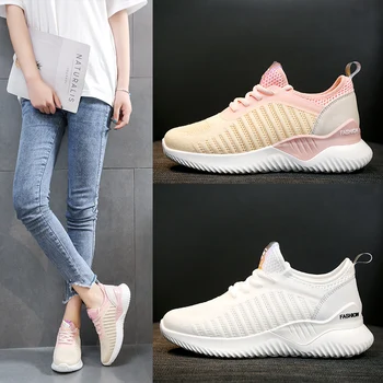 

2019 Women Sneakers Vulcanized Shoes Sock Sneakers Women Summer Slip On Flat Shoes Women Plus Size Loafers Walking Flat