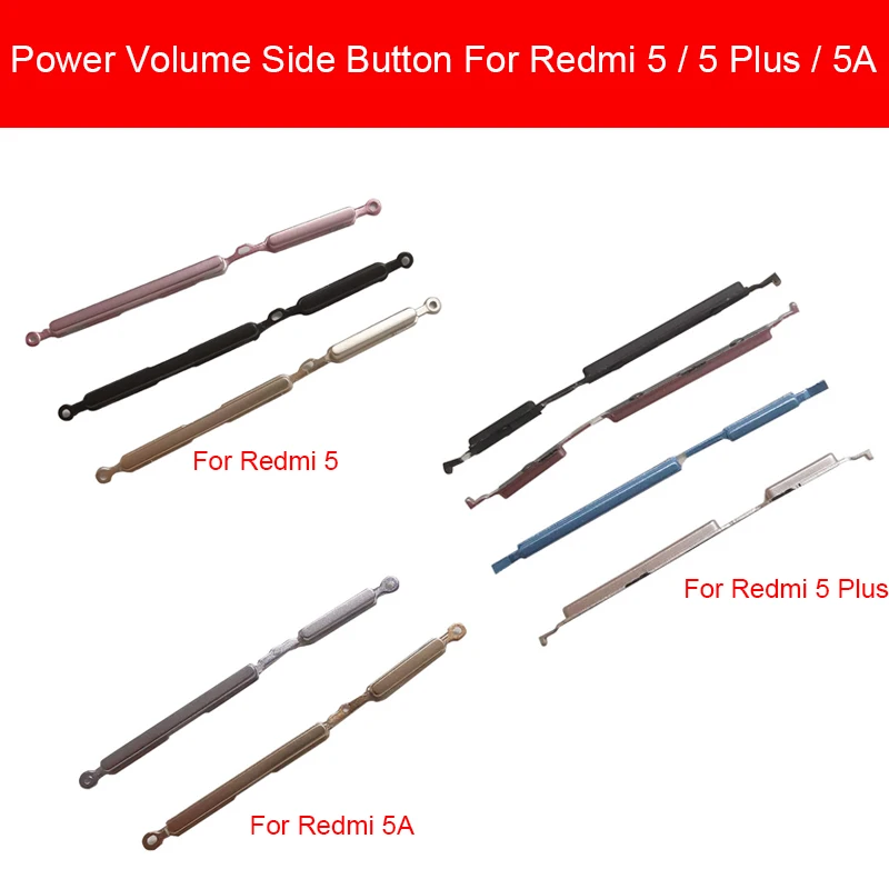 Power &amp Volume Key Button For Xiaomi Redmi 5 5A Plus Side Switch ON / OFF Audio Down And Up Replacement Repair Parts | Мобильные