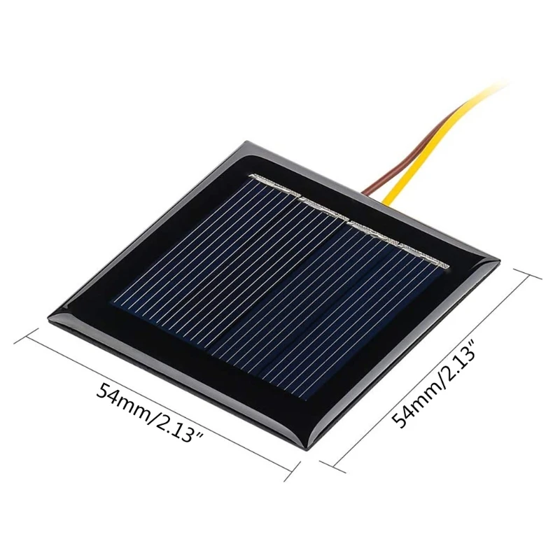 Micro Solar Board Photovoltaic 5Pcs 2V 100Ma Solar Cells with Wires Solars Epoxy Plate DIY Projects Toys 54mm x 54mm