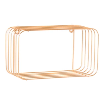 

azine Shelf Wrought Iron Nordic Style Wall Mounted Storage Rack Newspapers Rose Gold