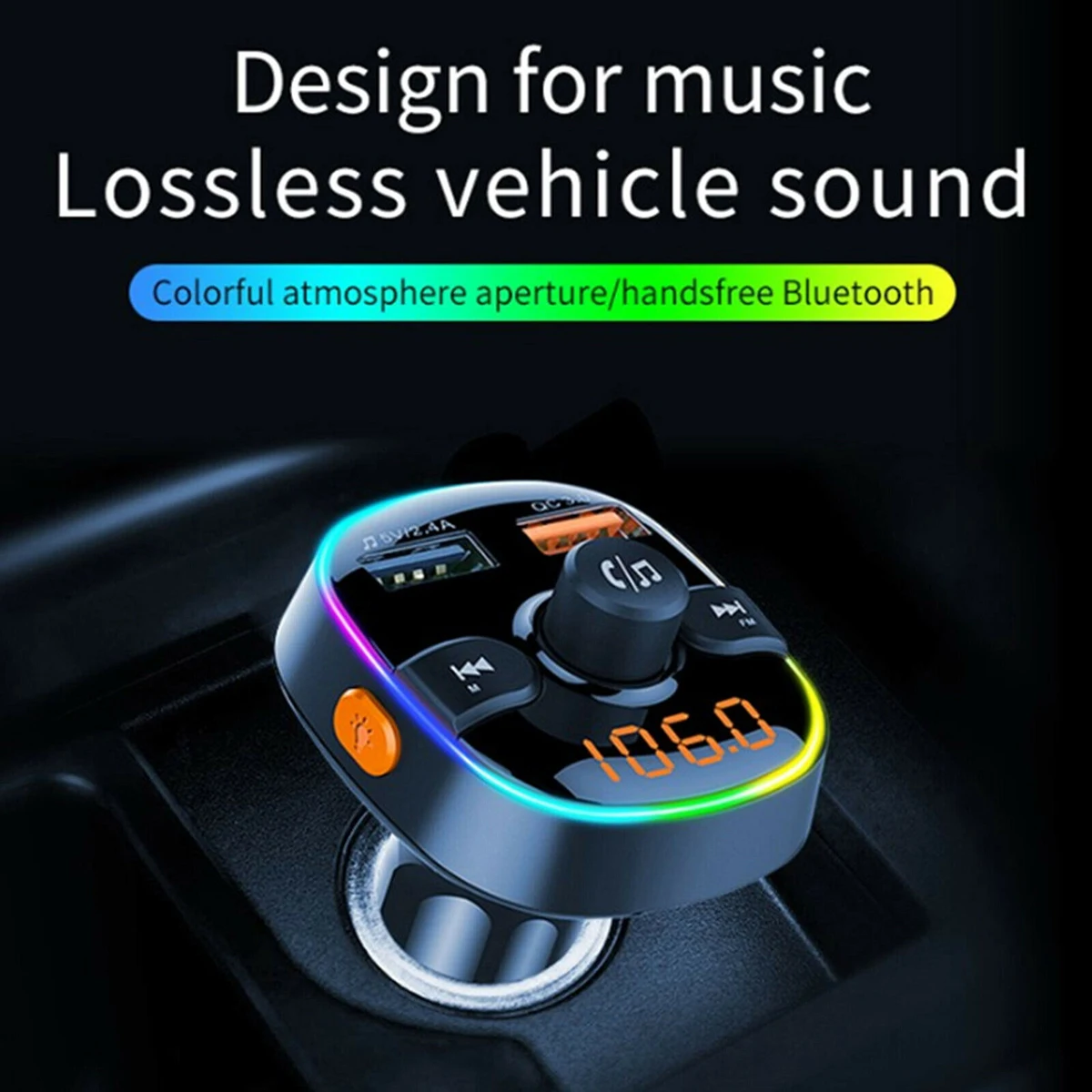 12-24 в беспроводной Bluetooth Hands-free FM передатчик Комплект MP3 QC3.0 цифровой дисплей двойной USB быстрое зарядное устройство с красочным настроением светильник