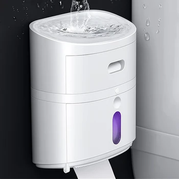 

Home Bathroom Accessories Toilet Paper Holder Storage Box Dispenser UV Sterilization Portable Hygienic