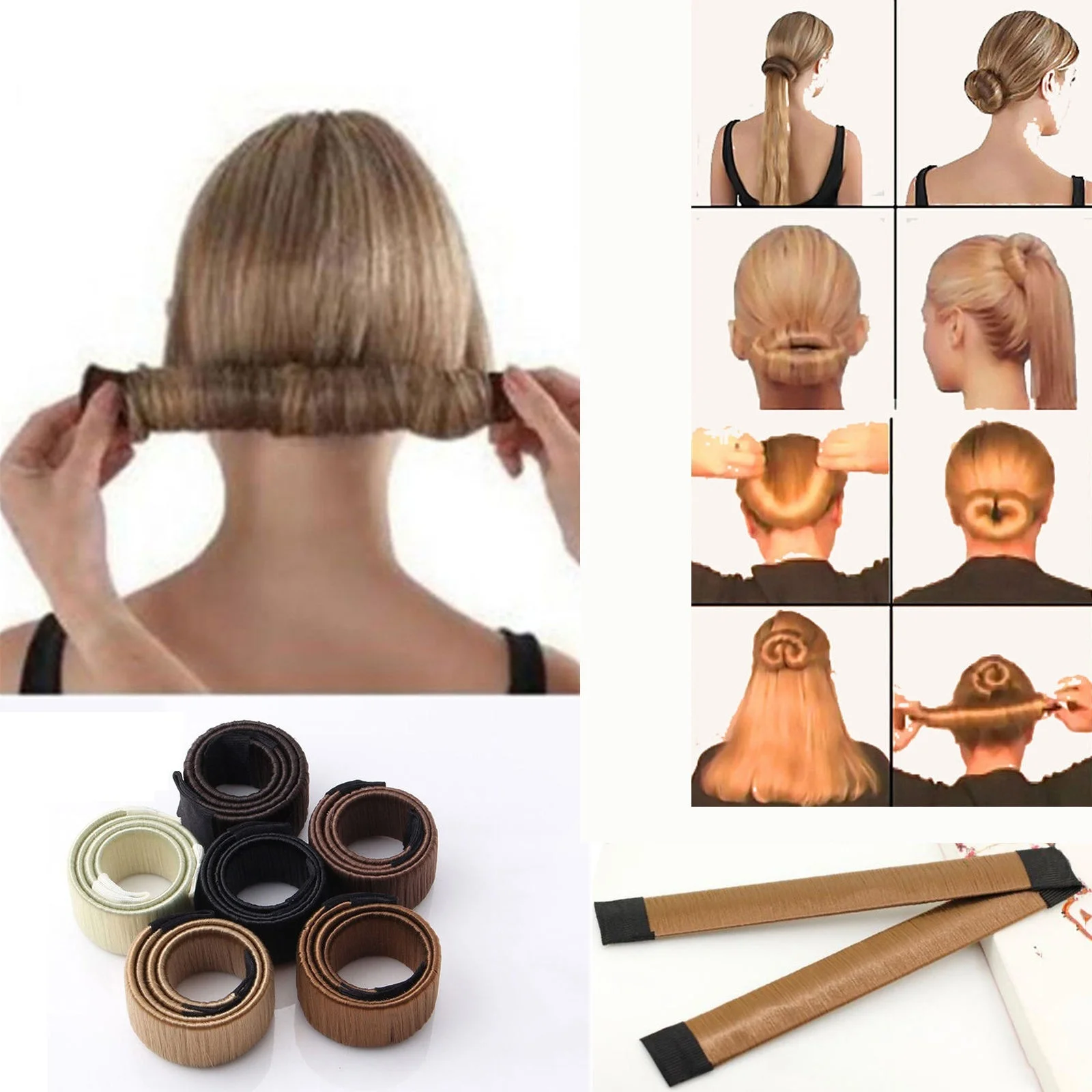 

1pc Magic Hair Bun Maker Bud Hair Band Twist DIY Hairstyle Tool Synthetic Wig Donut Headband Women Hair Accessories Girl