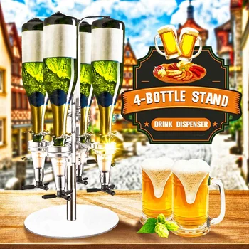 

4 Rotary Bottle Bar Butler Stand Beer Drinks Spirits Wine Optic Dispenser
