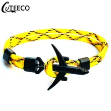 CUTEECO модный самолет якорь Браслеты Для мужчин веревочная цепочка с подвеской Паракорд Браслет Мужской Air Force One Стиль Обёрточная бумага металлический Спорт Крюк