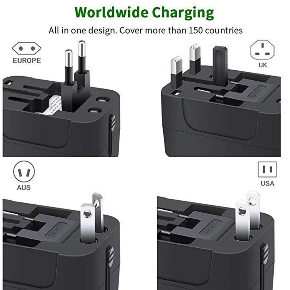 WTA-502U 2USB Multifunctional Travel Switch Plug Multifunctional Conversion European Standard Plug Converter